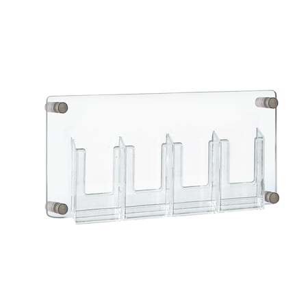 Azar Displays 4-Pocket Trifold Wall Brochure Holder Clear 23"W X 11"H 105580